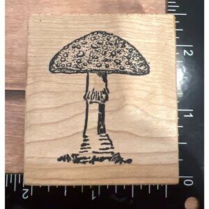 HTF All About Paper LLC 2003 Mushroom Rubber Stamp Wood Mounted Craft Supply